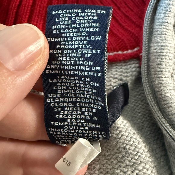 Nautical Toddler 18 Mos Full Zip Cardigan 100% Cotton 12" PTP Gray/Red/White - Picture 6 of 7